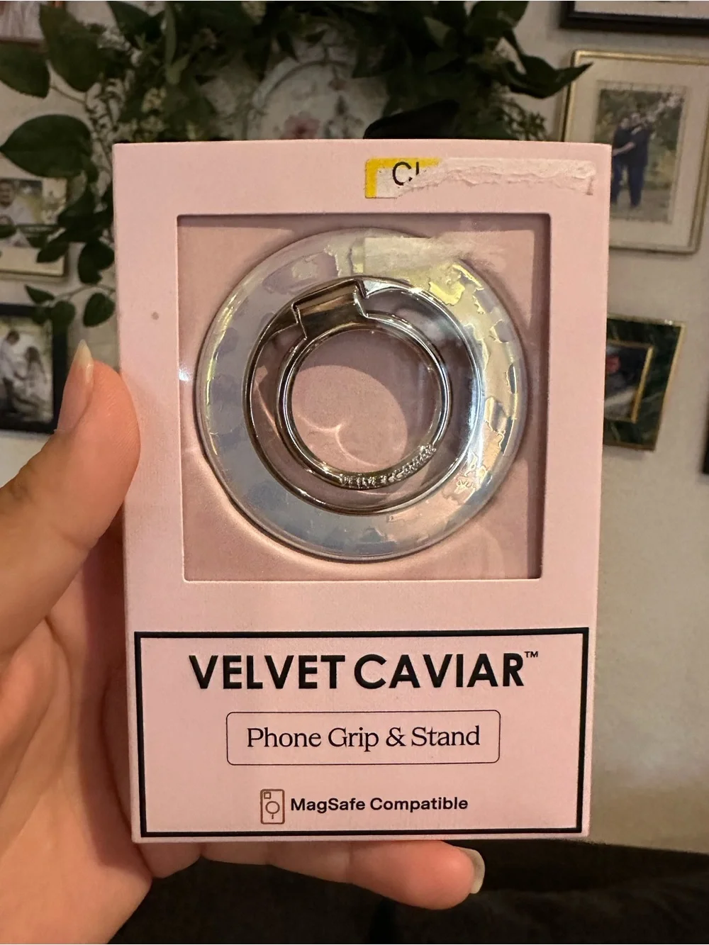Velvet Caviar Pink Phone Grip & Stand with Silver Ring